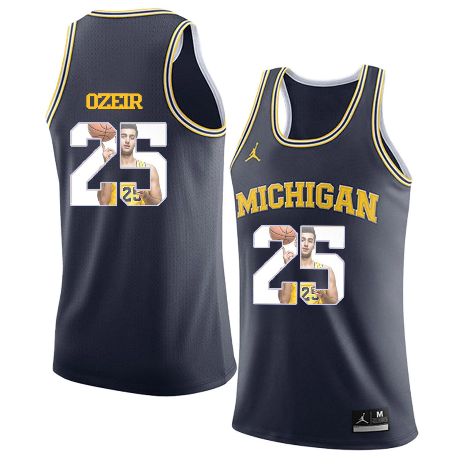Men Jordan University of Michigan Basketball Navy #25 Ozeir Fashion Edition Customized NCAA Jerseys